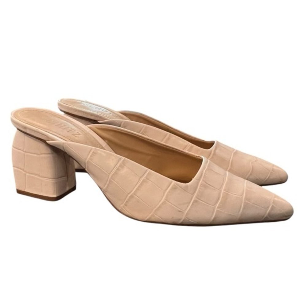 SCHUTZ Blush Croc-Embossed Pointed Toe Mule